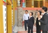 The Secretary for Development, Mrs Carrie Lam, inspects restoration work at the Tsing Shan Monastery.