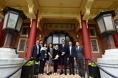 The Secretary for Development, Mr Michael Wong, toured Haw Par Music Farm in the revitalised Haw Par Mansion during his visit to Wan Chai District today (May 31). Mr Wong (third right) is pictured with the Vice-chairman of the Wan Chai District Council, Dr Jennifer Chow (fourth right); the District Officer (Wan Chai), Mr Rick Chan (second right); the Commissioner for Heritage, Mr José Yam (first left); the Political Assistant to the Secretary for Development, Mr Allen Fung (first right); and staff of Haw Par Music Farm.
