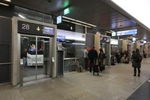 The underground bus terminal at Kamppi Centre in Helsinki, Finland.