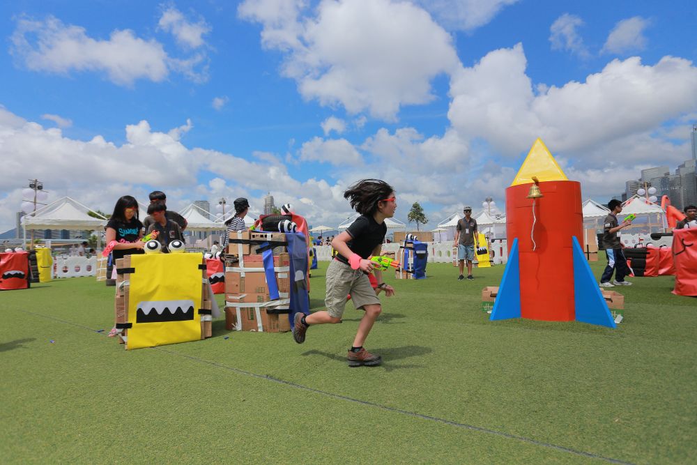The Central Harbourfront Event Space is turned into a war game battlefield.