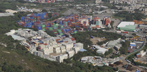 A brownfield used for open container storage.