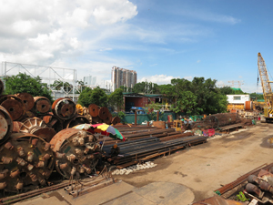 A brownfield used for open storage and workshops.
