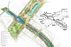 得奖方案采用大量绿化的设计，提供空间进行其他演绎活动。