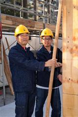 Trainees of the course on carpentry and aluminium formwork, Mr Yau Kwok-man (right) and Mr Vong Peng-vai, said the trade offers lots of job opportunities with the ongoing developments in the construction industry.