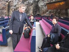 Mrs Lam visits the underground Rock Church in Helsinki on October 19 (Helsinki time).