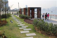 The granite paving fits well with the waterfront setting.