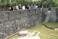 Mrs Lam visits the remnants of the Kowloon Walled City after attending the ceremony. 