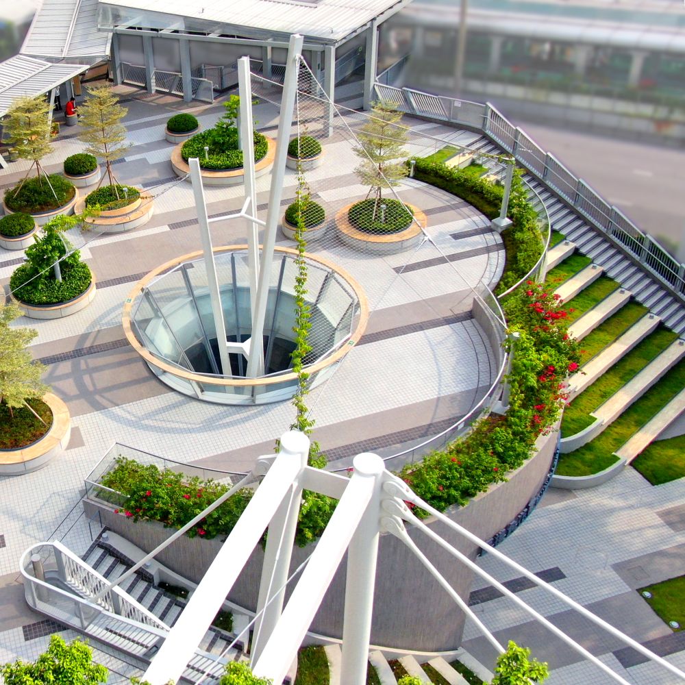 图示西楼角花园的平台花园。