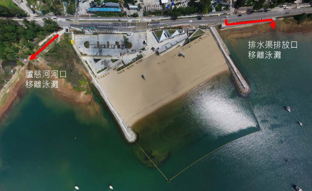 土拓署把泳滩附近的芦慈河和一道排水渠的出口移离泳滩，伸延至护沙堤以外，避免这两处的排水可能对泳滩造成污染。