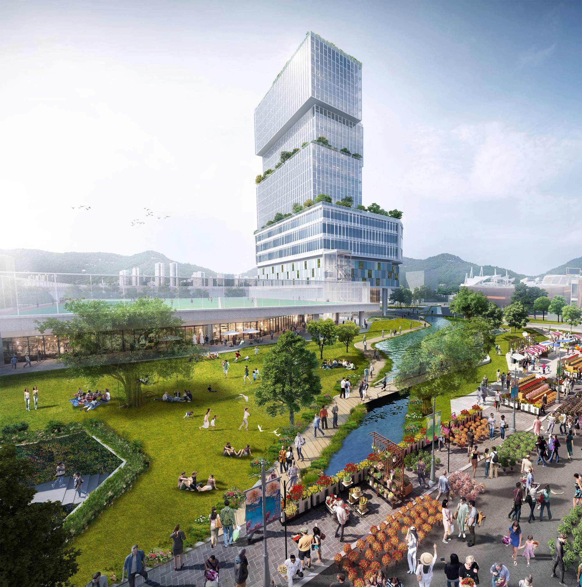 图示水道公园构想图。