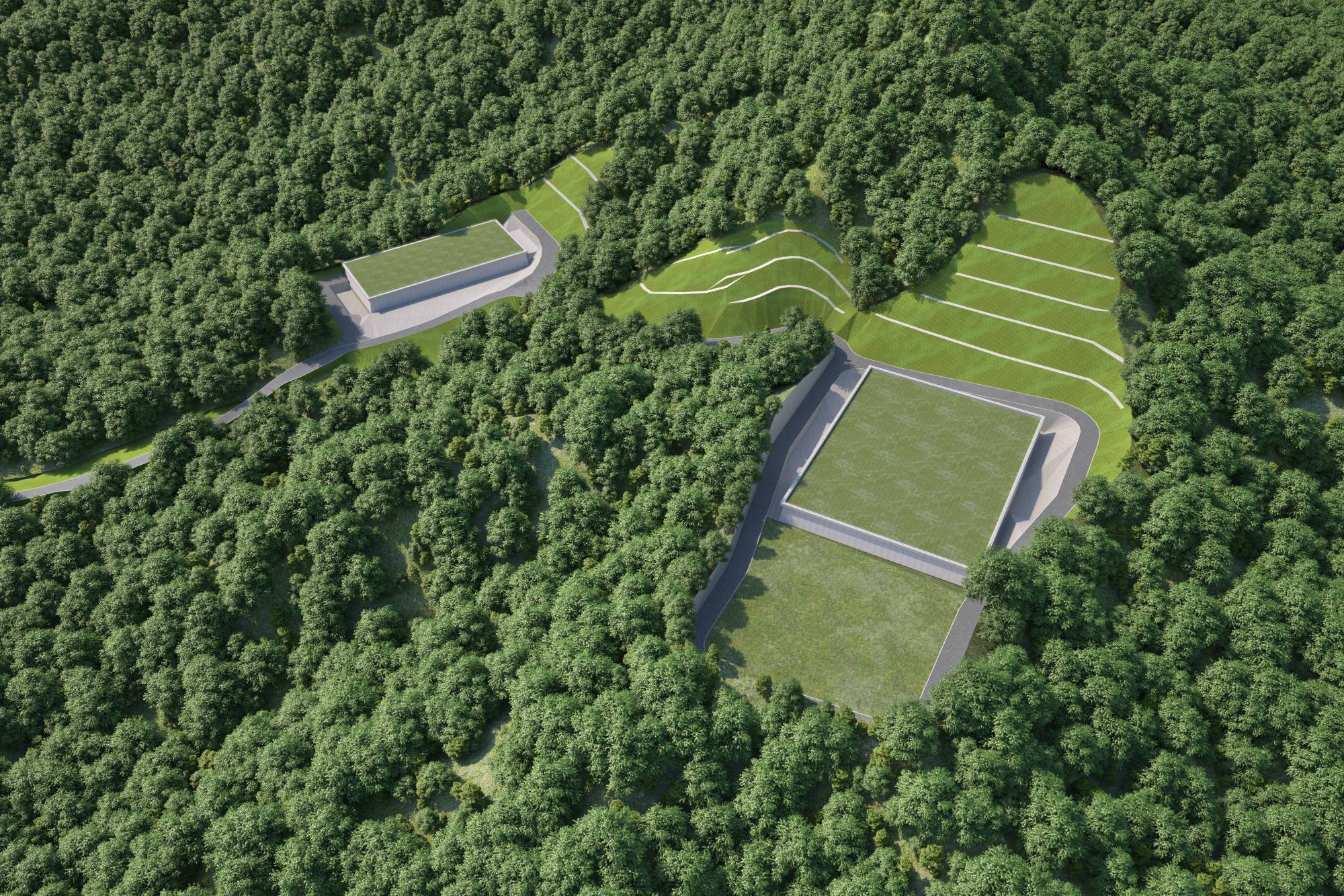 古洞北新发展区两个配水库的模拟图，图右为食水配水库，图左为冲厕水配水库。