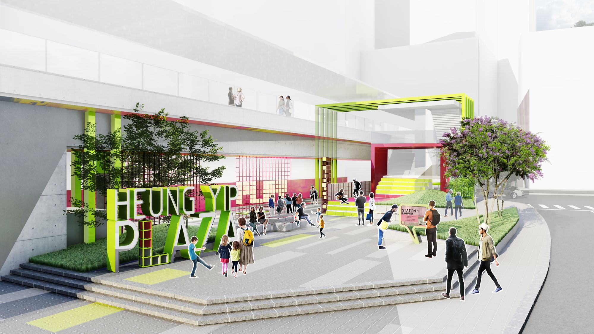 「黄竹坑绿色联机」设计比赛中冠军作品就改善南朗山道休憩处的设计构想图。 