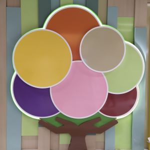 建筑团队为大楼的室内设计花了不少心思，以「智慧之树」为主题，象征长者累积丰硕的成果。