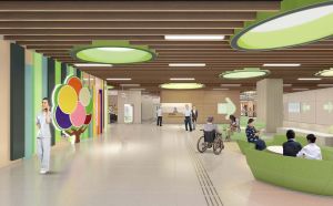 图示大楼部分大堂的构想图。