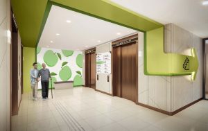 图示大楼部分大堂的构想图。