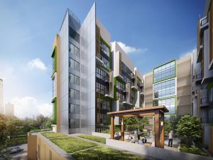 大楼外墙配以「建筑鳍片」，有效阻隔交通噪音。