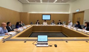 由发展局牵头，屋宇署、民政事务总署和市区重建局（市建局）共同参与的三方常设沟通机制已设立，并于8月9日召开首次会议，加强彼此的协作，跟进各方面的工作。图示发展局副秘书长（规划及地政）蔡梅芬（中）主持会议。