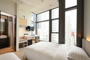 图为香港都会大学正筹备由酒店改装为学生宿舍的MU88环境。