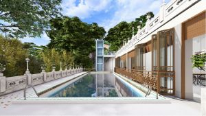 图示「景贤里．养生殿－基于普洱茶、中医药」构想图。