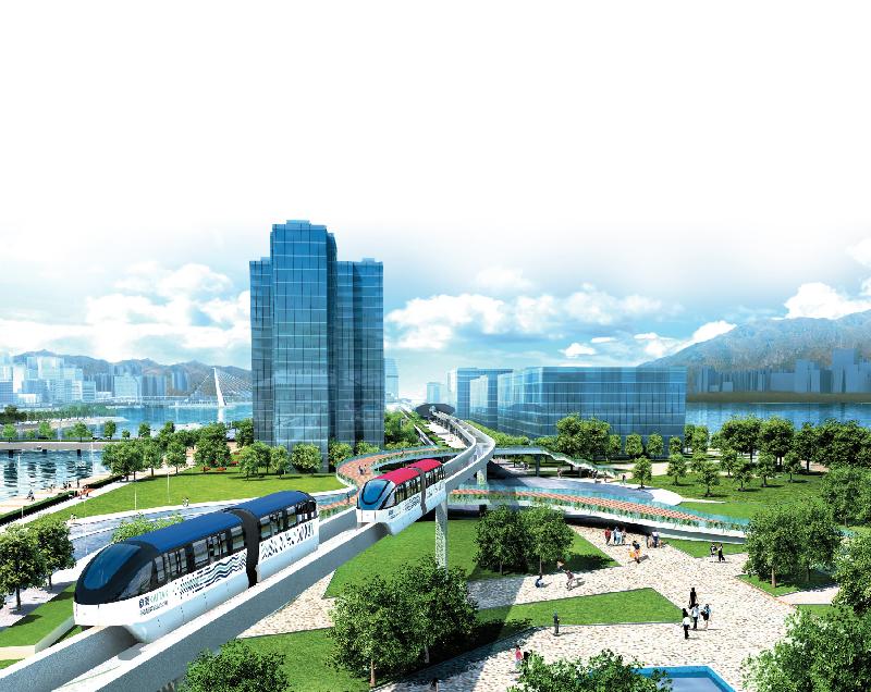 擬議環保連接系統覆蓋啟德發展區的都會公園。(電腦模擬圖) 