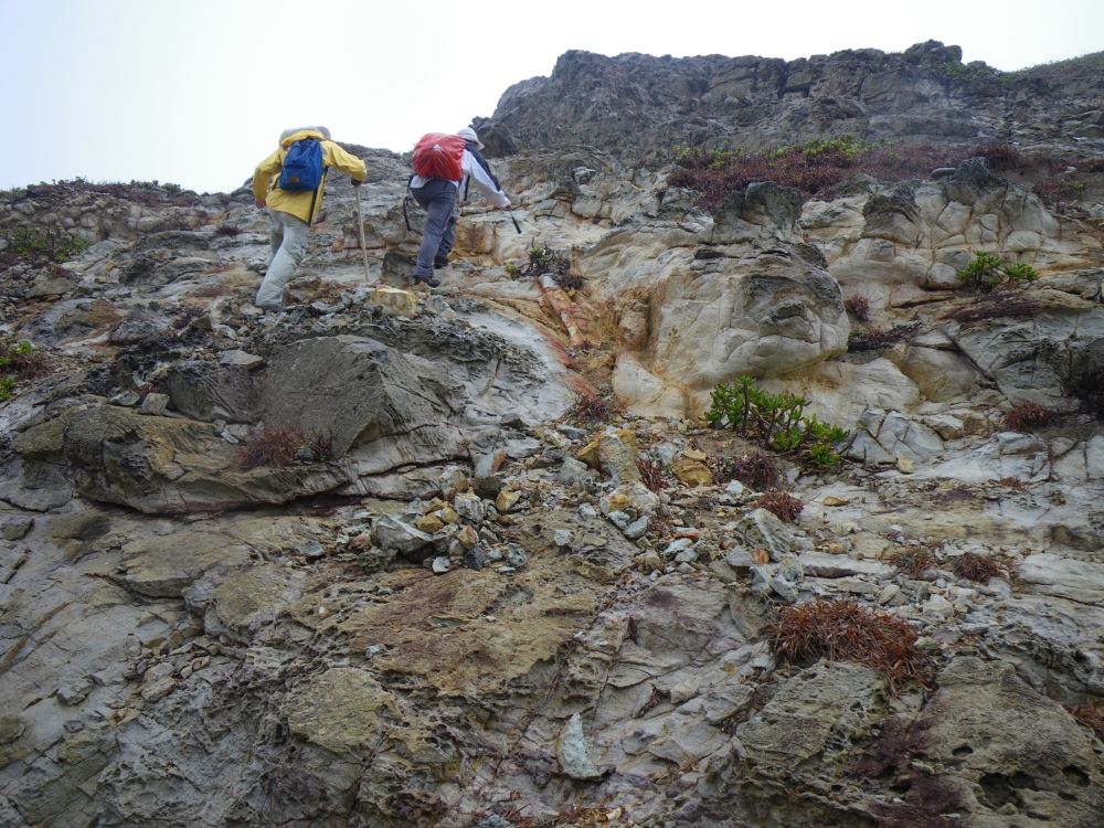 香港地質調查組同事有時需要攀山涉水，在香港一些偏遠地區進行野外地質調查。