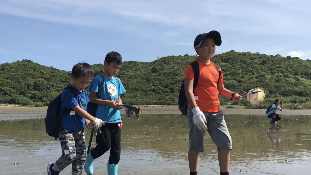 導賞團安排參加者一同清理海洋垃圾，宣揚保持海岸清潔的信息。