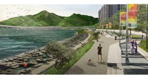 圖示東涌東填海區的海濱長廊構想圖。