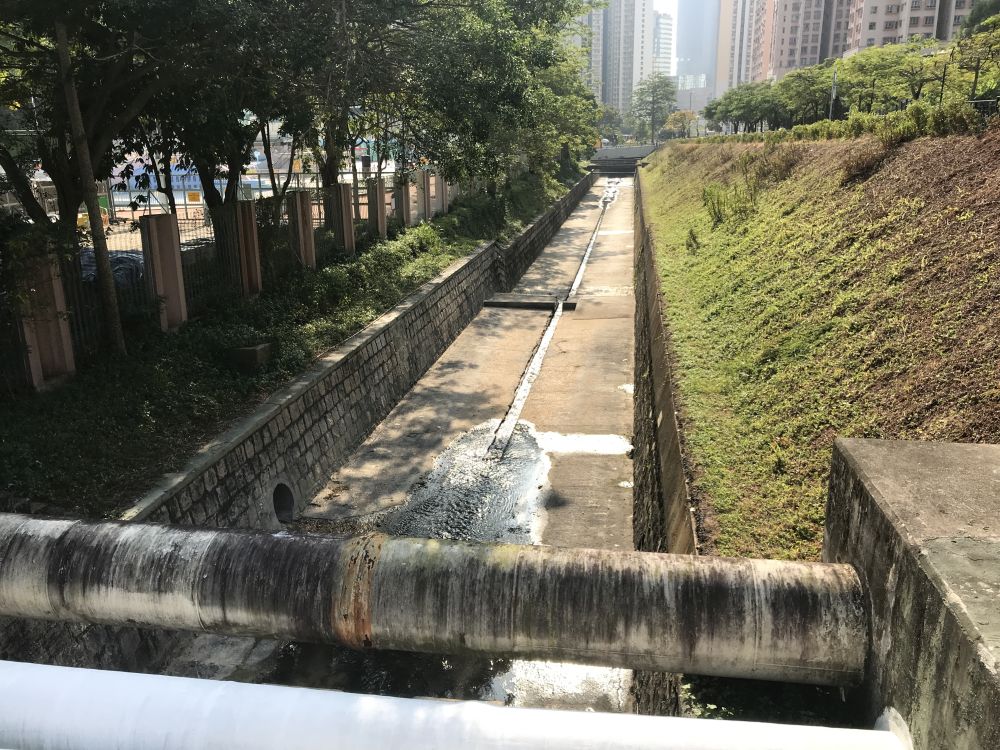 圖為現時的佐敦谷明渠，其下游部分及兩旁環境（即佐敦谷公園附近）將進行園境美化。