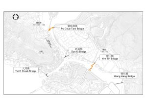大澳鹽田橋及寶珠潭橋（雙橋）今年五月起開放予公眾使用，圖示雙橋的位置。