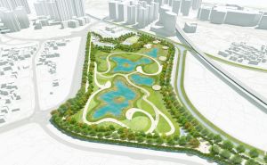 圖為洪水橋／厦村新發展區內興建兼備蓄洪功能的區域公園的構想圖。