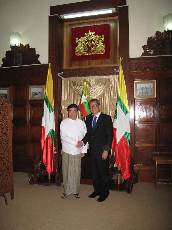  陳茂波今日（十月七日）與仰光市長U Hla Myint 會面。