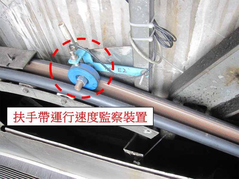 4. 扶手帶運行速度監察裝置-如扶手帶的運行速度超出一定範疇的偏差，裝置便會掣停自動梯。